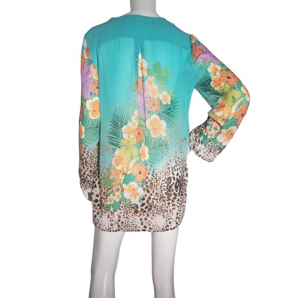 Soft Surroundings Womens Size Medium Tropical Floral Animal Print Tunic Top - Picture 3 of 8